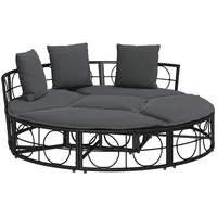 VidaXL Outdoor-Loungebett ohne Dach Schwarz Poly Rattan
