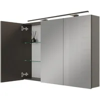 Planetmöbel Spiegelschrank ARIA 120 cm anthrazit mit Leuchte schwarz