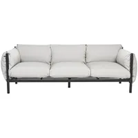 Beliani Gartensofa Grau Schwarz 96x211x80