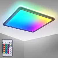 B.K.Licht LED Deckenlampe mit indirektem Licht, Fernbedienung, RGB+W Schwarz