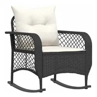 VidaXL Garten-Schaukelstuhl mit Kissen Schwarz Poly Rattan