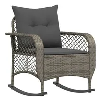 VidaXL Garten-Schaukelstuhl mit Kissen Grau Poly Rattan
