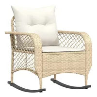 VidaXL Garten-Schaukelstuhl mit Kissen Beige Poly Rattan