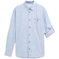 Tom Tailor Structured Slubyarn Langarmhemd Navy White Fil A