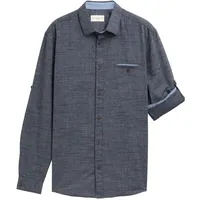 Tom Tailor Structured Slubyarn Langarmhemd White Blue Fil A
