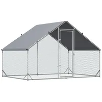 PawHut Hühnerstall 300 x 200 x 200 cm grau/silber