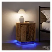 VidaXL Nachttische mit LED-Leuchten 2 Stk. Altholz-Optik 38x34x50 cm
