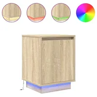 VidaXL Nachttische mit LED-Leuchten 2 Stk. Sonoma-Eiche 38x34x50 cm