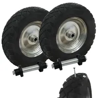 Baumarktplus Schubkarrenrad pannensicher Vollgummi 4.80/4.00-8 grau/schwarz + Achse Ersatzrad