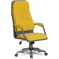 JV moebel Chefsessel Holz/Kunstleder/Leder Gelb