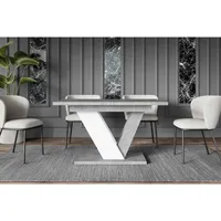 Altdecor Esstisch Grau, Weiß, Rechteckig,Rechteckig, Bodenplatte, 80x75x120 cm, Esszimmer,