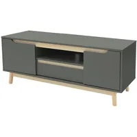 ML-Design TV-Schrank 120x40x46cm Grün-Natur mit 2 Türen für Fernseher