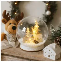 Hti-Living Beleuchtete Schneekugel mit Rehen beige