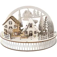 Hti-Living Weihnachtsszene LED Winterdorf und Rehe weiß
