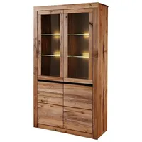Massivmoebel24 Vitrine Wild-/Zerreiche 105x42x190 natur geölt MONTREUX 101