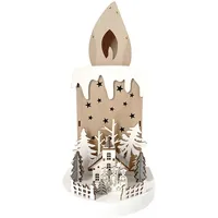 Hti-Living LED Weihnachtsdeko Kerze mit Kirche und Sternsingern