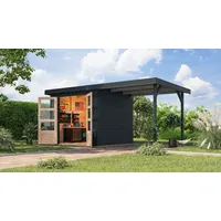 Karibu Gartenhaus Hollywood XL im Set mit Anbaudach ca.