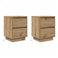 VidaXL Nachttische mit LED-Leuchten 2 STK. Artisan-Eiche 38x34x50 cm,