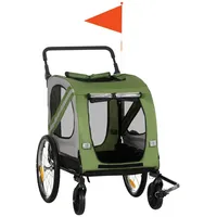 PawHut 2-in-1 Hundeanhänger & Hundebuggy, Hundefahrradanhänger Fahrradanhänger, Hundewagen mit