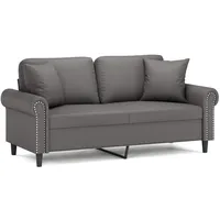 VidaXL 2-Sitzer-Sofa mit Zierkissen Grau 140 cm Kunstleder