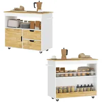 Homcom Küchenwagen Eiche Holz, 107x85x50 cm, Esszimmer, Servierwagen mit