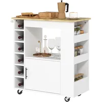 Homcom Küchenwagen Eiche, Holz, 83x83x40 cm, Esszimmer, Servierwagen