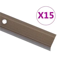 VidaXL Treppenkantenprofil in L-Form 15 Stk. Aluminium 100cm Braun