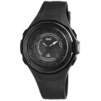 Q&Q Damen Analog-Digitaluhr mit Silikonband, 10 bar - Schwarz/Schwarz