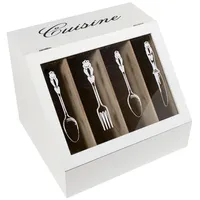 Druline Besteckkasten mit Klappdeckel – Rustikaler Shabby Chic Organizer