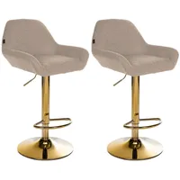 CLP 2er Set Barhocker Braga Gold Stoff taupe