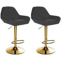 CLP 2er Set Barhocker Braga Gold Stoff schwarz