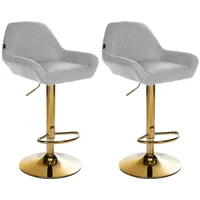 CLP 2er Set Barhocker Braga Gold Stoff grau