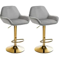 CLP 2er Set Barhocker Braga Gold Samt grau