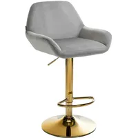 CLP Barhocker Braga Gold Samt grau