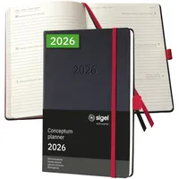 Sigel Wochenkalender Conceptum 2026 ca. A5 schwarz, Rot 1