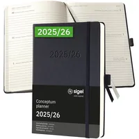 Sigel Buchkalender Conceptum Juli 2025 - Dezember 2026 schwarz