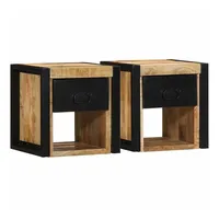 VidaXL Nachttische 2 Stk. 40x35x40 cm Raues Mango-Massivholz