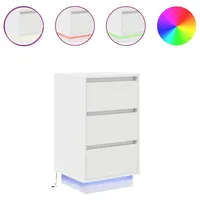 VidaXL Nachttisch mit LED-Leuchten Weiß 38x34x65 cm