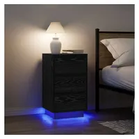 VidaXL Nachttisch mit LED-Leuchten Schwarz 38x34x65 cm
