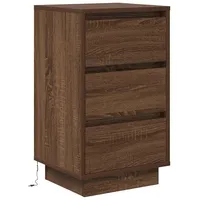 VidaXL Nachttisch mit LED-Leuchten Braun Eichen-Optik 38x34x65 cm