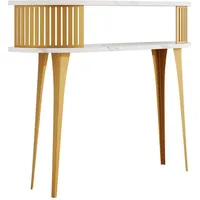 Mirjan24 Konsolentisch, Weiß, Gold, Holzwerkstoff, Metall, Oval,Oval, 25x86x100 cm,