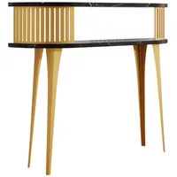 Mirjan24 Konsolentisch, Gold, Schwarz, Holzwerkstoff, Metall, Oval,Oval, 25x86x100 cm,