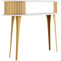 Mirjan24 Konsolentisch, Gold, Weiß, Holzwerkstoff, Metall, Oval,Oval, 25x86x100 cm,