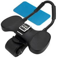PEARL sports Rebound-Bauchtrainer mit Doppelrad, digitalem Timer, Smartphone-Halter