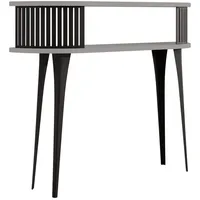 Mirjan24 Konsolentisch, Schwarz, Grau, Holzwerkstoff, Metall, Oval,Oval, 25x86x100 cm,