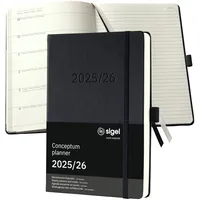 Sigel C2603 Terminplaner Wochennotiz-Kalender 2025/2026 A5, schwarz, Hardcover, 256