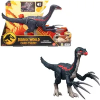 Mattel Jurassic World Chaostheorie Attacke und Brüllgeräusche Therizinosaurus Dinosaurier-Actionfigur,