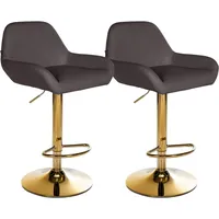 CLP 2er Set Barhocker Braga Gold Kunstleder braun