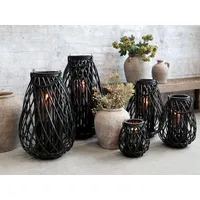 Chic Antique Laterne geflochten schwarz, H70/Ø45 cm, schwarz