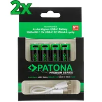 PATONA 8x PATONA Premium USB-C 4x AA Akkus Lithium
